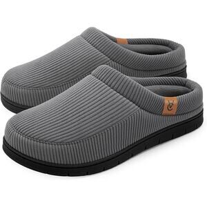 New VeraCosy Mens Size 9-10 Gray Slippers Moccasin Memory Foam House Shoes